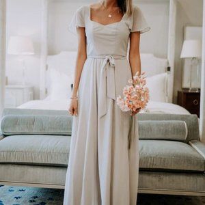 Bohme "Florence" Light Gray Chiffon Maxi Long Bridesmaid Dress Size Medium